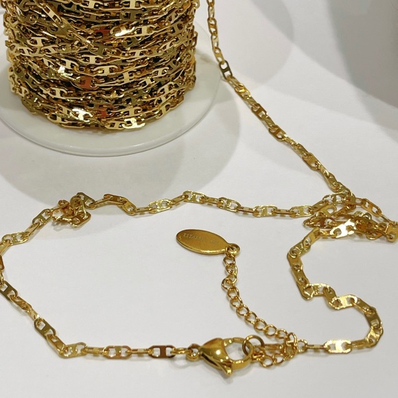 Bracelet -Flat mariner gold chain waterproof  18k gold plated on stainless… - Picture 4 of 5